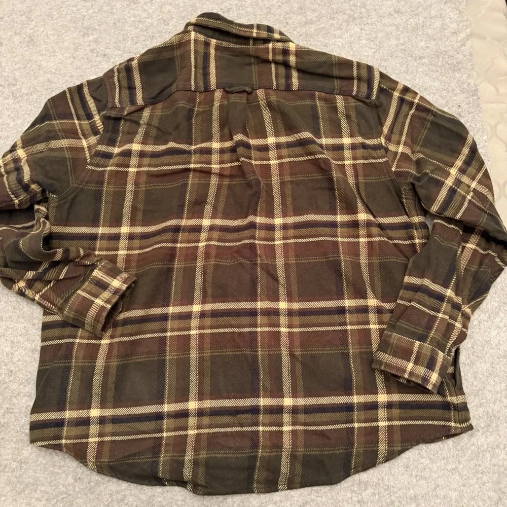 ORVIS Men's Heavy Weight Flannel Brown Plaid Pockets Outdoors Workwear XXL